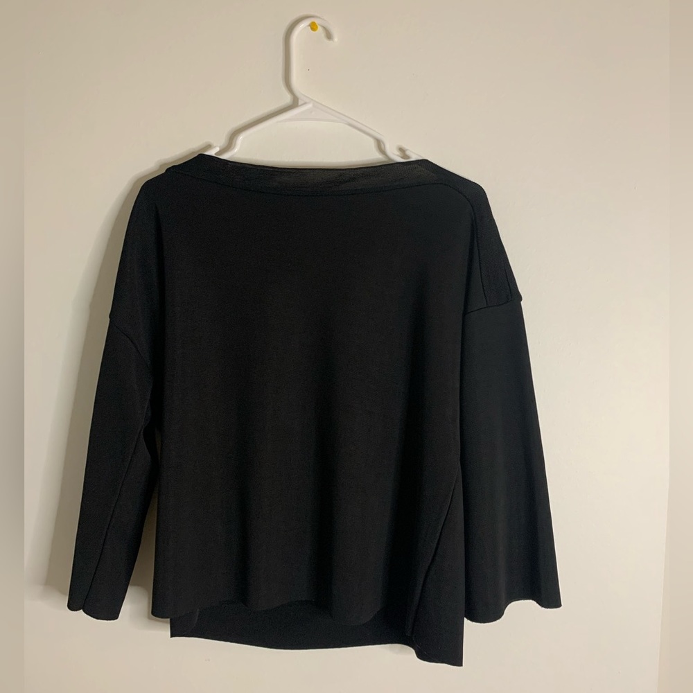 Zara W/B_ Collection Long Sleeve Top Black Size Large - Picture 2 of 5